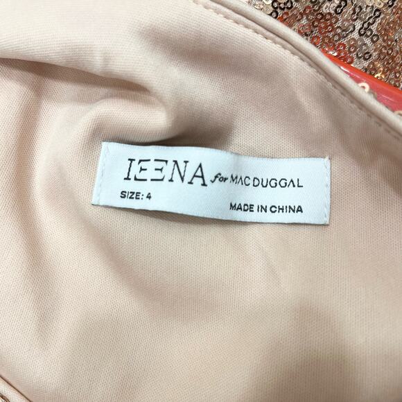 IEENA FOR MAC DUGGAL 49290 One Shoulder Ruffled Sequin Midi Dress Copper 4 NEW - Picture 6 of 10